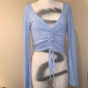 Shein Bell Sleeve drawstring rouched top